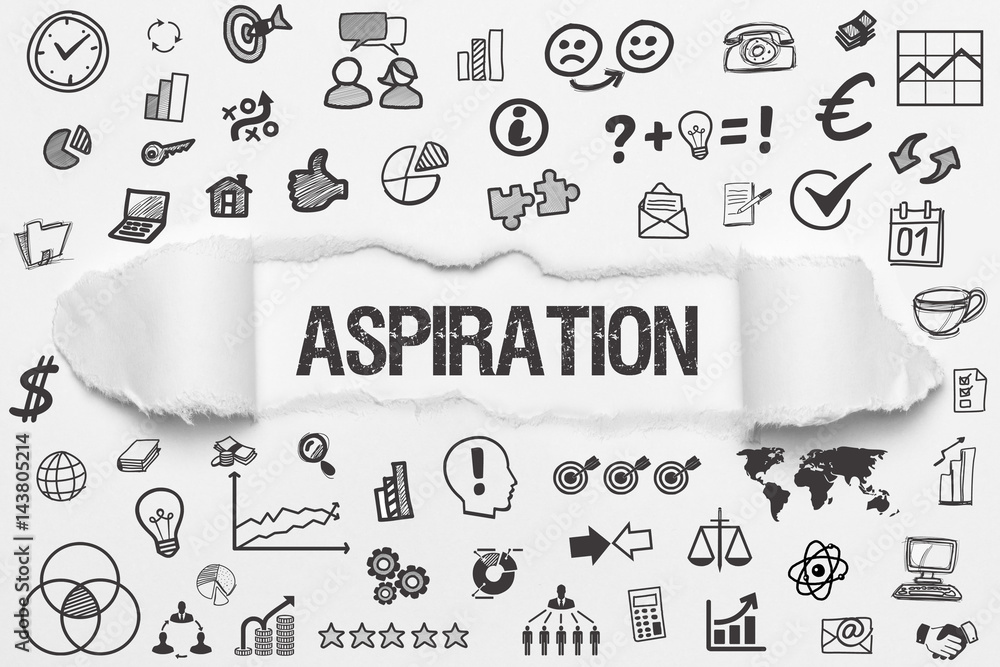 Aspiration weißes / Papier mit Symbole Stock Photo Adobe Stock