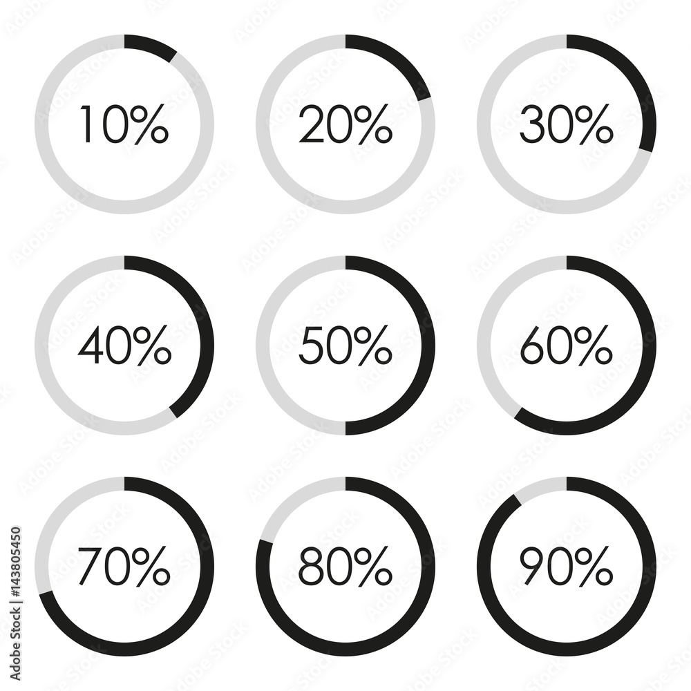 Circle Diagram Set With Percentage Pie Chart Infographics Template 10 30 40 50 60 70 80 90 Percent Vector Illustration Stock Vector Adobe Stock Circle Diagram Set With Percentage Pie Chart Infographics Template 10 30 40 50 60 70 80 90 Percent Vector Illustration Stock Vector Adobe Stock