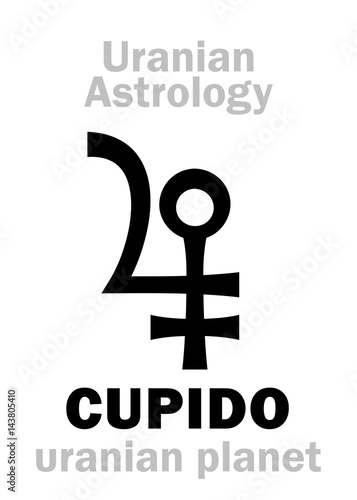 Astrology Alphabet: CUPIDO, Uranian planet (trans-neptunian point). Hieroglyphics character sign (single symbol). photo