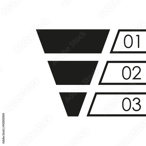 Funnel icon. Marketing and sales chart. Business infographics template with 3 steps or levels. Vector illustration.