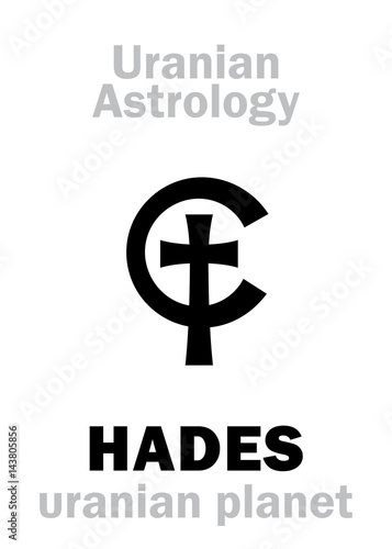 Astrology Alphabet: HADES, Uranian planet (trans-neptunian point). Hieroglyphics character sign (single symbol). photo