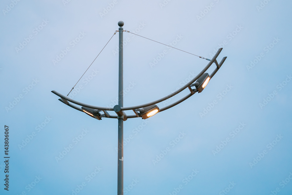 Street Lantern Lamppost On Evening Blue Sky Background Street Lantern Lamppost On Evening Blue Sky Background