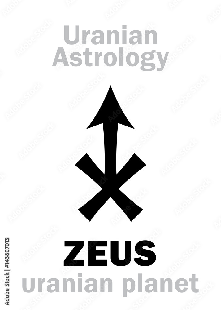 Fototapeta premium Astrology Alphabet: ZEUS, Uranian planet (trans-neptunian point). Hieroglyphics character sign (single symbol).