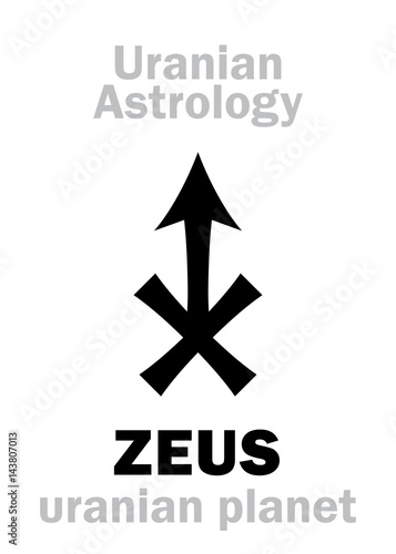 Astrology Alphabet: ZEUS, Uranian planet (trans-neptunian point). Hieroglyphics character sign (single symbol). photo