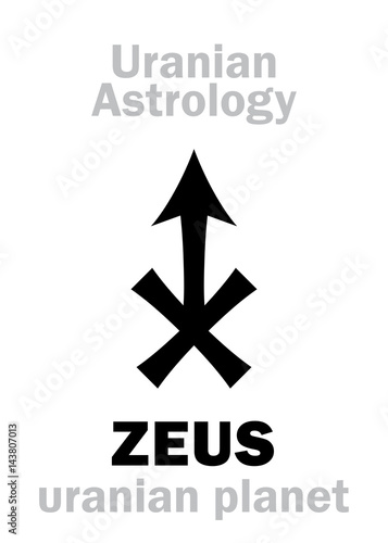 Astrology Alphabet: ZEUS, Uranian planet (trans-neptunian point). Hieroglyphics character sign (single symbol).