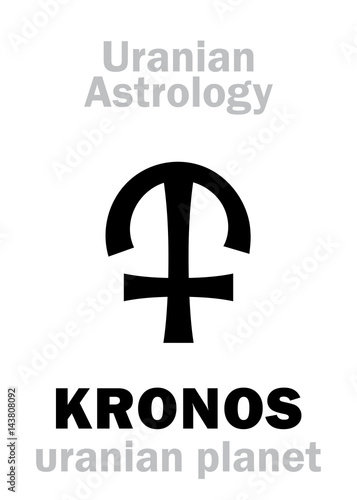 Astrology Alphabet: KRONOS (Chronos), Uranian planet (trans-neptunian point). Hieroglyphics character sign (single symbol). photo