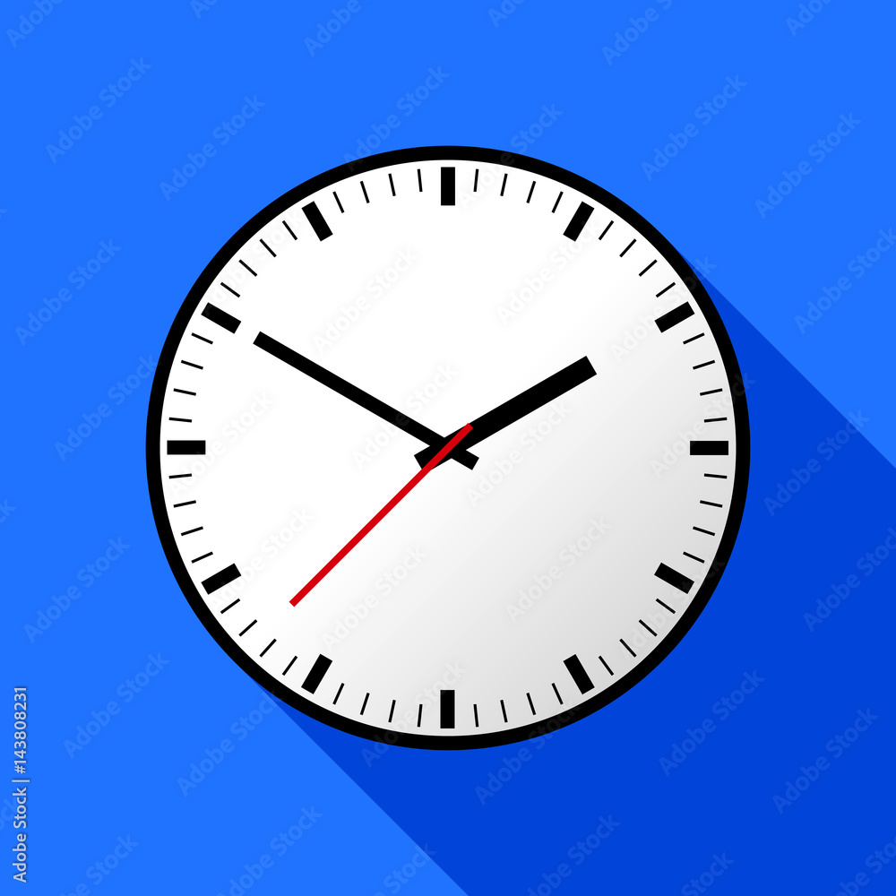 Clock icon, Vector illustration, flat design. Easy to use and edit. EPS10. Blue background with shadow. Clock icon, Vector illustration, flat design. Easy to use and edit. EPS10. Blue background with shadow.