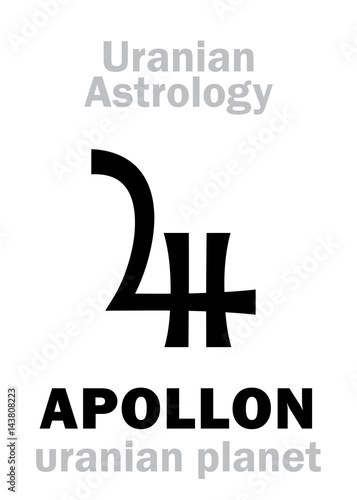Astrology Alphabet: APOLLON, Uranian planet (trans-neptunian point). Hieroglyphics character sign (single symbol). photo