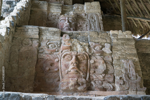 Kohunlich is a large archaeological site of Maya civilization, Yucatan Peninsula, Quintana Roo, Mexico. Temple of the Masks. photo