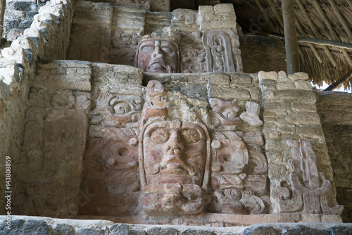 Kohunlich is a large archaeological site of Maya civilization, Yucatan Peninsula, Quintana Roo, Mexico. Temple of the Masks.