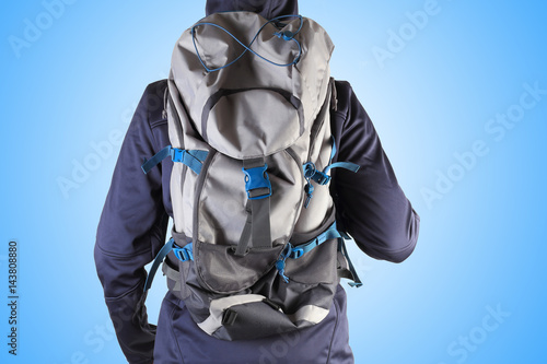 New backpack on mans back © PixieMe