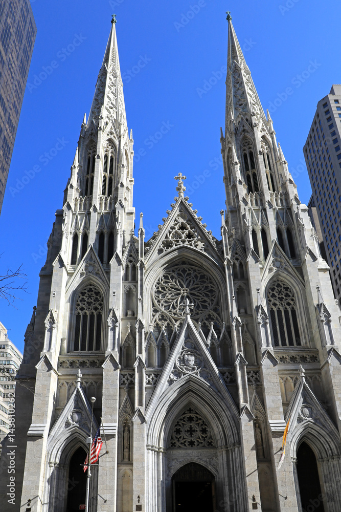 Saint Patrick's Cathedral in New York City, located on 5th Avenue.