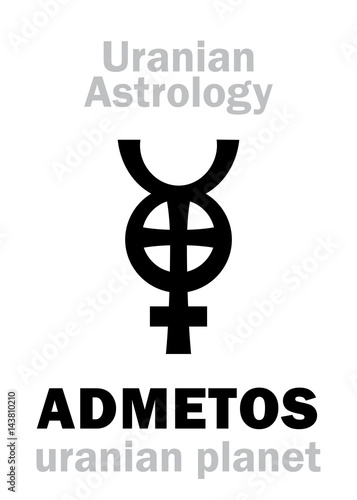 Astrology Alphabet: ADMETOS, Uranian planet (trans-neptunian point). Hieroglyphics character sign (single symbol). photo