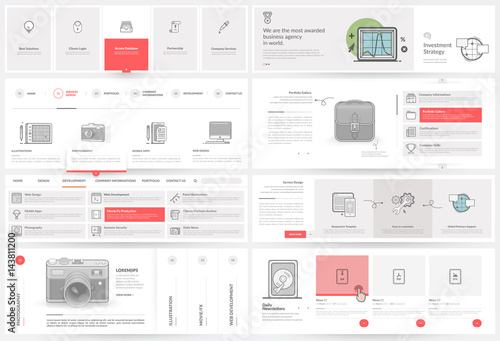 Website template elements with concept icons.
Collection of various elements for web page navigation.