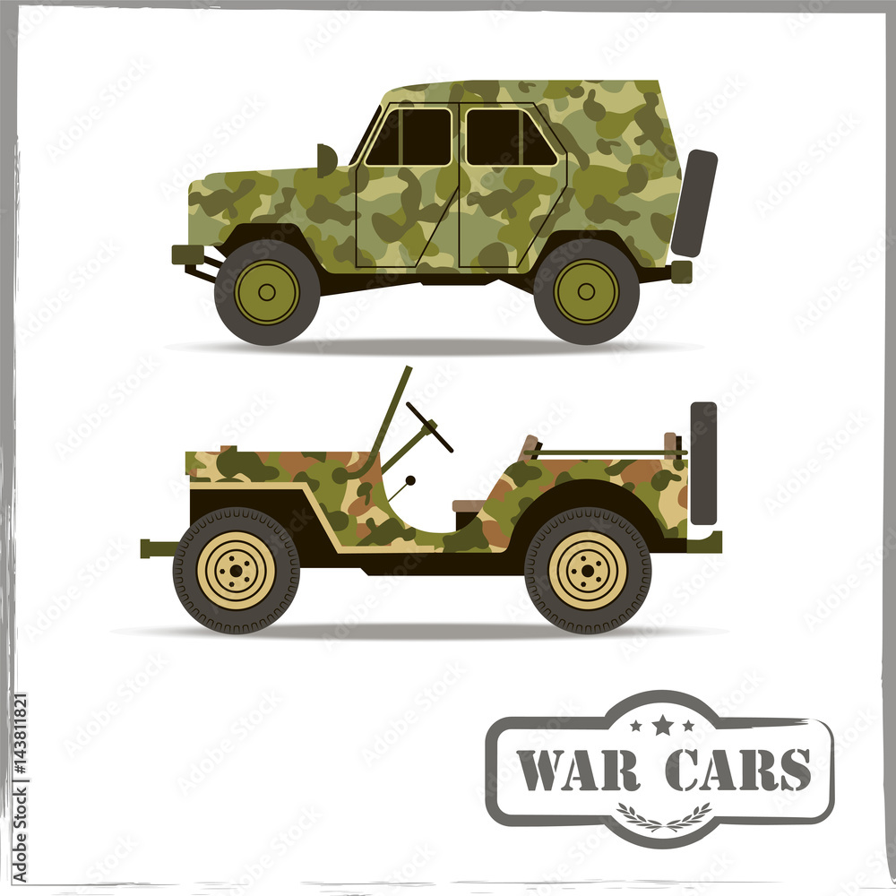 Vector color military cars