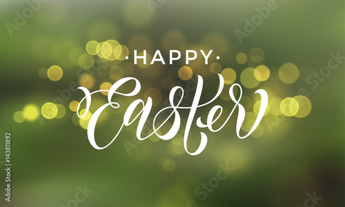 Happy Easter gold glitter vector premium paschal greeting card