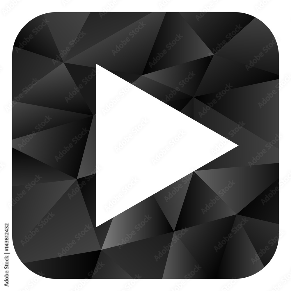 Play black color web modern brillant design square internet icon on white background. Play black color web modern brillant design square internet icon on white background.