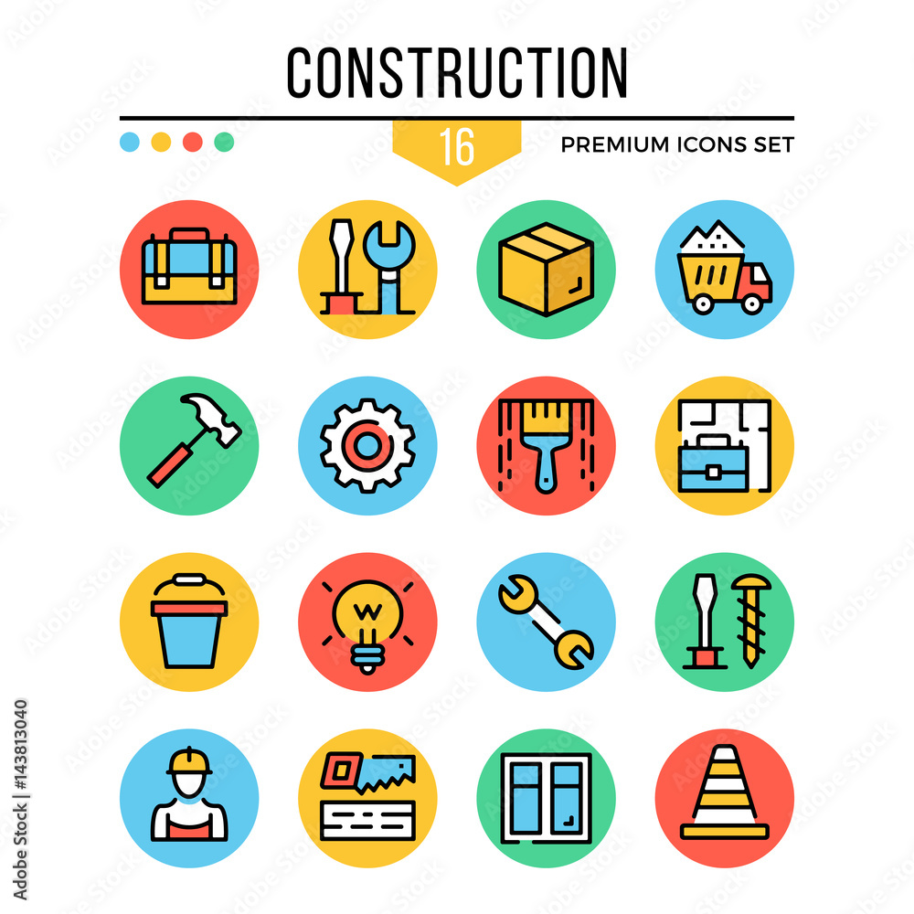 Construction icons. Modern thin line icons set. Premium quality. Outline symbols, graphic elements, concepts, flat line icons. Creative vector illustration Construction icons. Modern thin line icons set. Premium quality. Outline symbols, graphic elements, concepts, flat line icons. Creative vector illustration