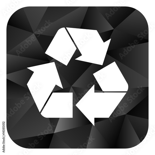 Recycle black color web modern brillant design square internet icon on white background.