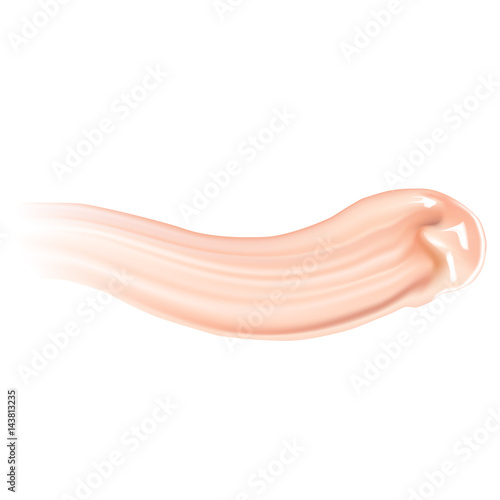 Cosmetic liquid foundation cream smudge smear strokes. Make up smear isolated on white background.