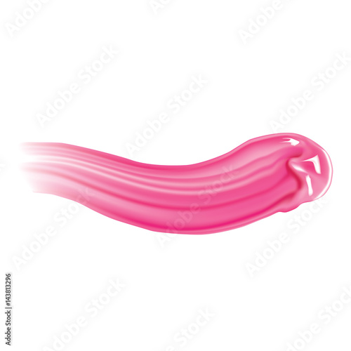 Make up cream or pink liquid lipstick smudge smear stroke