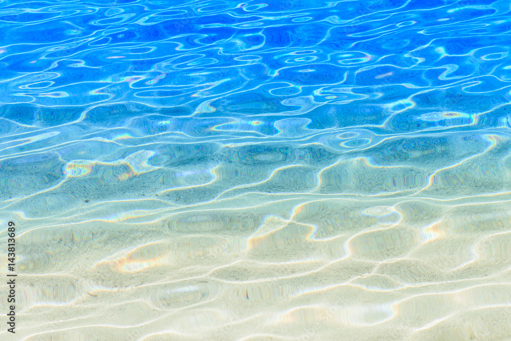Shining blue water ripple background. Clear sea water background. Photo from Kalamitsi, Sitonia, Halkidiki, Macedonia, Northern Greece.
