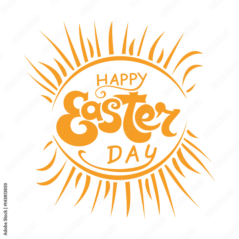 Easter Day. Inscription in the circle of the sun. Solar symbol for holiday. Easter Day. Inscription in the circle of the sun. Solar symbol for holiday.