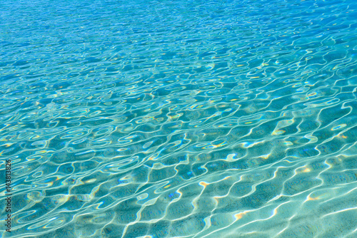Obraz na płótnie Shining blue water ripple background. Clear sea water background. Photo from Kalamitsi, Sitonia, Halkidiki, Macedonia, Northern Greece. w salonie