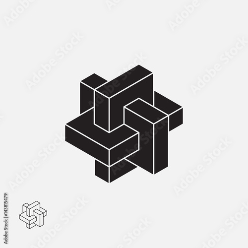 Abstract impossible object. Line design. Vector illustration EPS 10