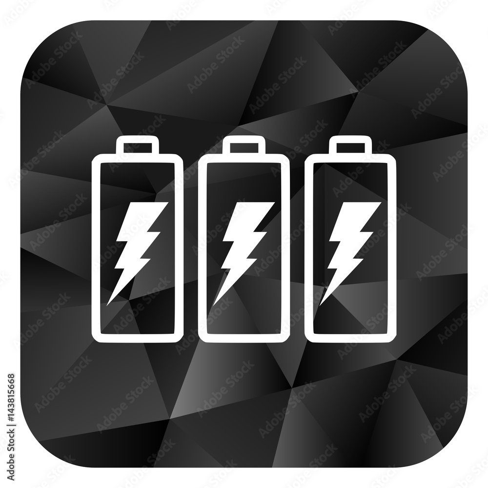 Battery black color web modern brillant design square internet icon on white background. Battery black color web modern brillant design square internet icon on white background.