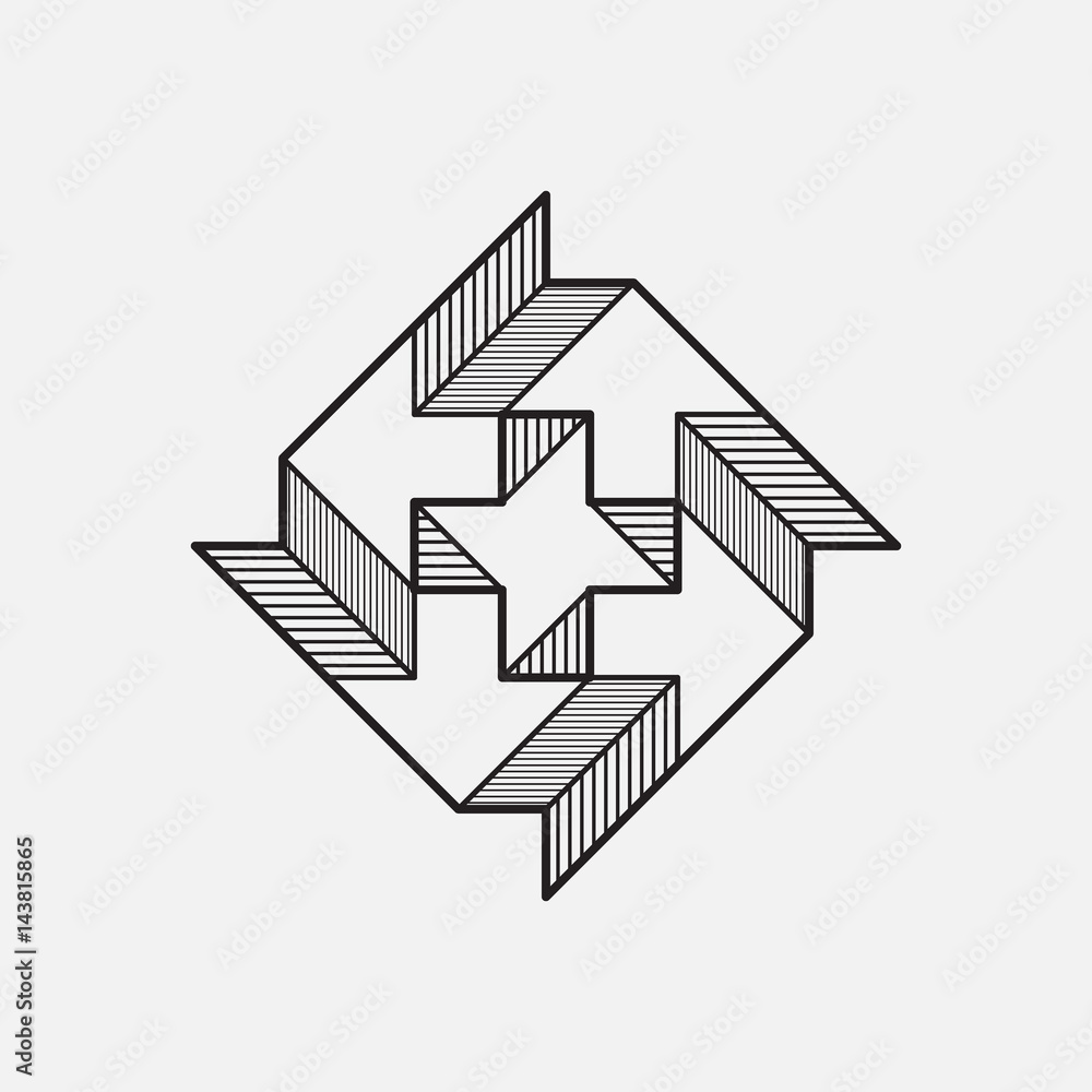Geometric symbol, line design. Impossible shape. Vector illustration Geometric symbol, line design. Impossible shape. Vector illustration