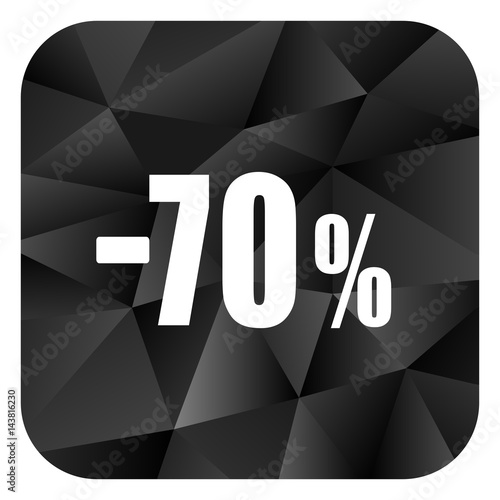 70 percent sale retail black color web modern brillant design square internet icon on white background.