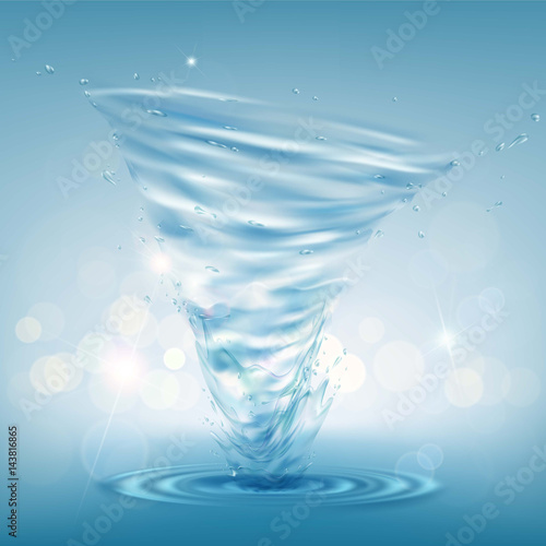 Tornado of water. Rotating twister.