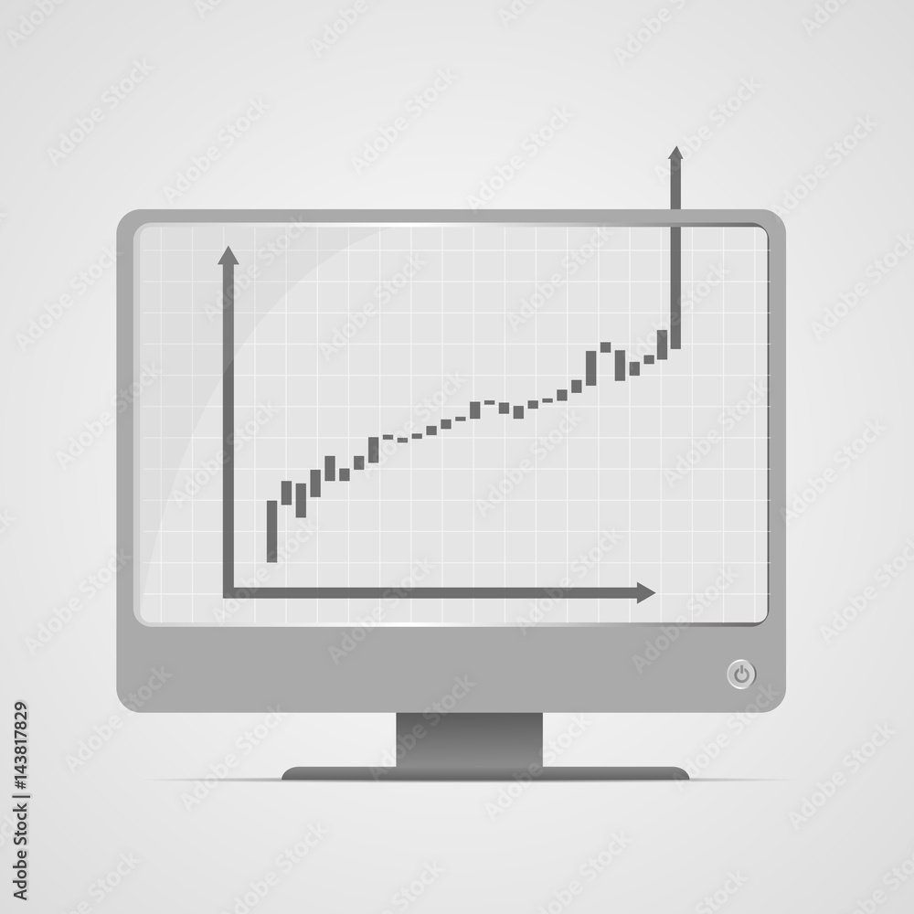 Vector : Increasing business graph on computer monitor