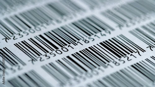 Bar code scanner scans the product code photo