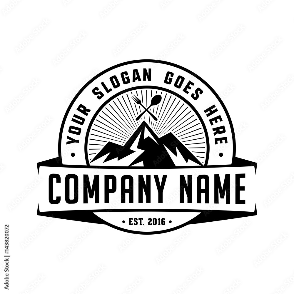 Mountain restaurant logo. Vector and illustrations.