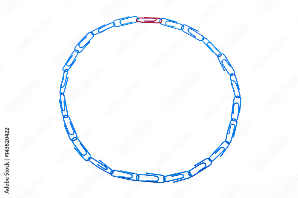 Round frame made of office clips isolated over the white background Round frame made of office clips isolated over the white background