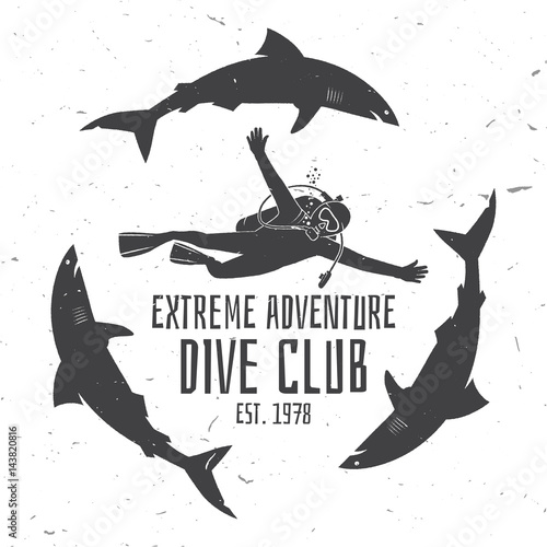 Scuba diving club. Vector illustration.