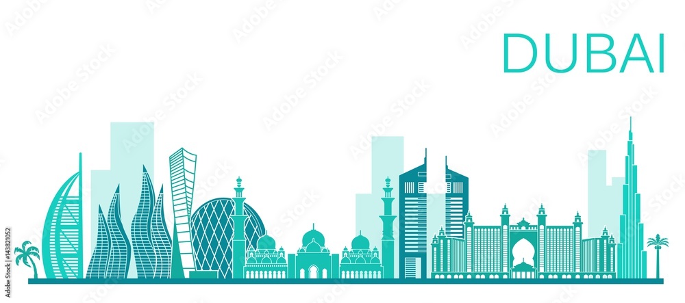 Naklejka premium Vector illustration of Dubai city. Stock vector