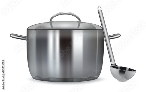 A stainless pan isolated on a white background  Vector illustration
