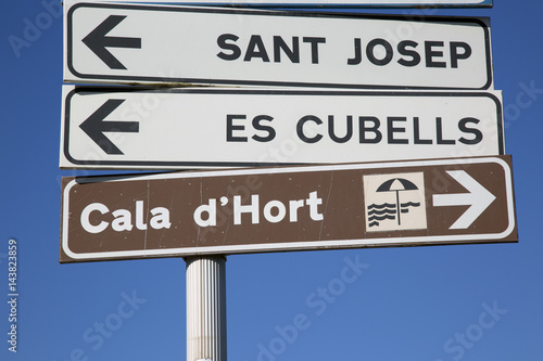 Hort Cove; Sant Josep and Es Cubells Direction Sign; Ibiza