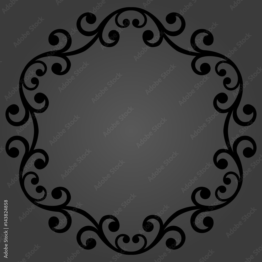 Oriental dark vector round frame with arabesques and floral elements. Floral border with vintage pattern. Greeting card with place for text Oriental dark vector round frame with arabesques and floral elements. Floral border with vintage pattern. Greeting card with place for text