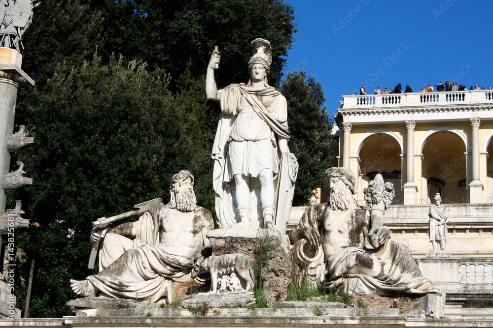 Fototapeta premium Piazza del Popolo (People's Square) named after the church of Santa Maria del Popolo in Rome, Italy