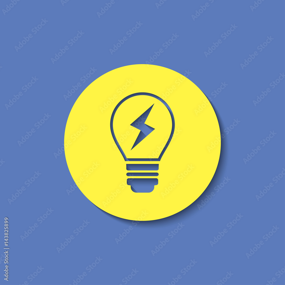 Electric light bulb vector flat icon