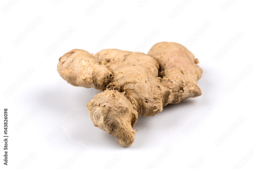 fresh ginger on white background