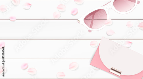 Sunglasses and Handbag vector illustration background