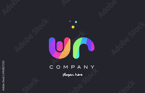 wr w r  colored rainbow creative colors alphabet letter logo icon