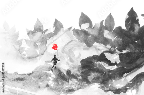 Tableau sur toile Black and white Paintography, photograph combined with painting