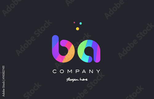 ba b a  colored rainbow creative colors alphabet letter logo icon
