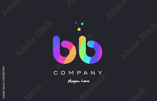 bb b b  colored rainbow creative colors alphabet letter logo icon